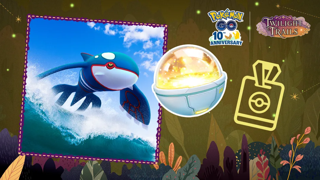 GO Pass: October official artwork showing Kyogre, a Super Incubator, and the GO Pass icon