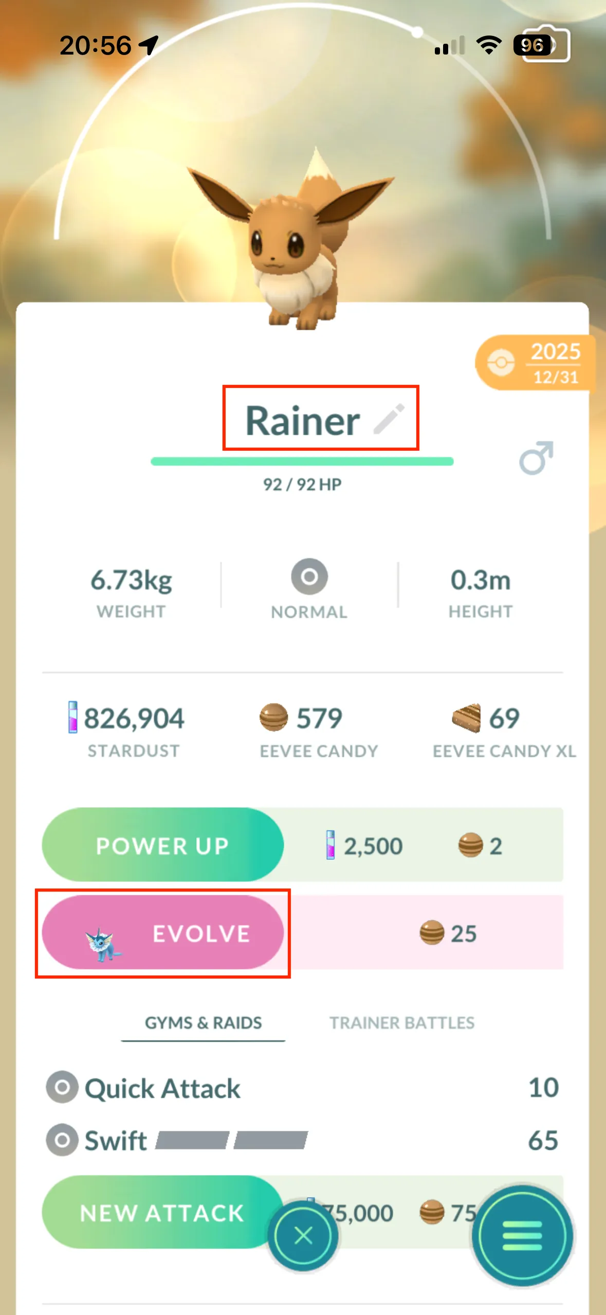 Silhouette check on evolve button