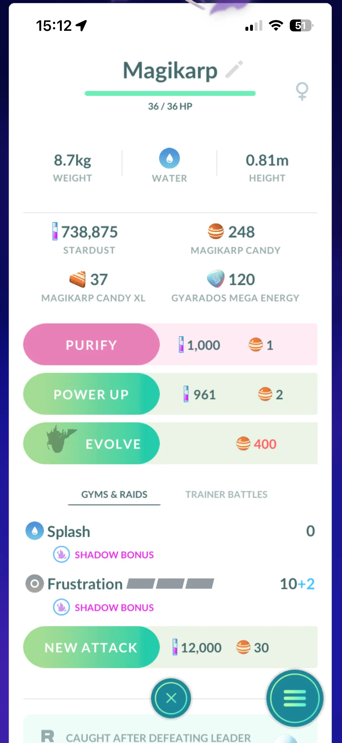Frustration on a Shadow Pokémon